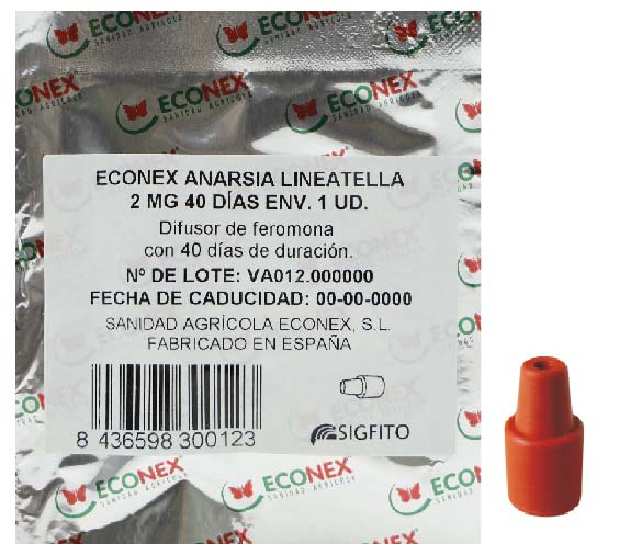 >Difusor de feromonas ECONEX ANARSIA LINEATELLA 2 MG 40 DÍAS ENV. 1 UD. 